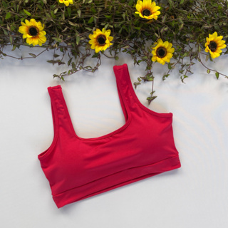 Top Básico Vermelho Academia Fitness Forrado e Com Bojo Removível em Oferta na Shopee