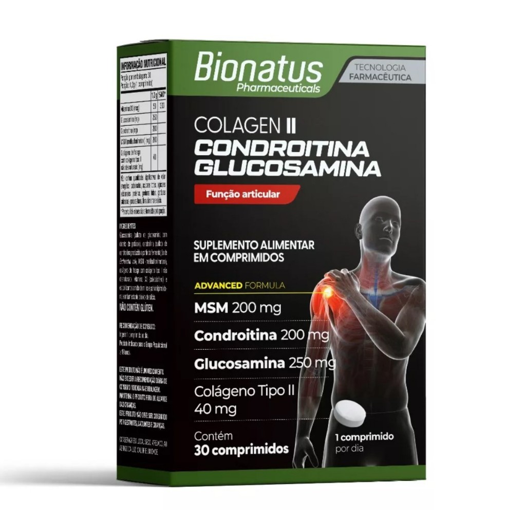 Colágeno II Condroitina + Glucosamina Bionatus 30 Comprimidos