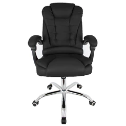 Cadeira Giratória Office CEO Reclinável 130° Home Office na Cor Preta Design Confortável