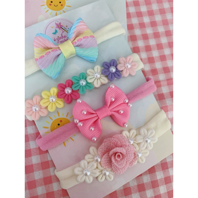 Kit Laços Unicórnio com 4 Faixinhas para Bebês, Mesversário em Oferta na Shopee