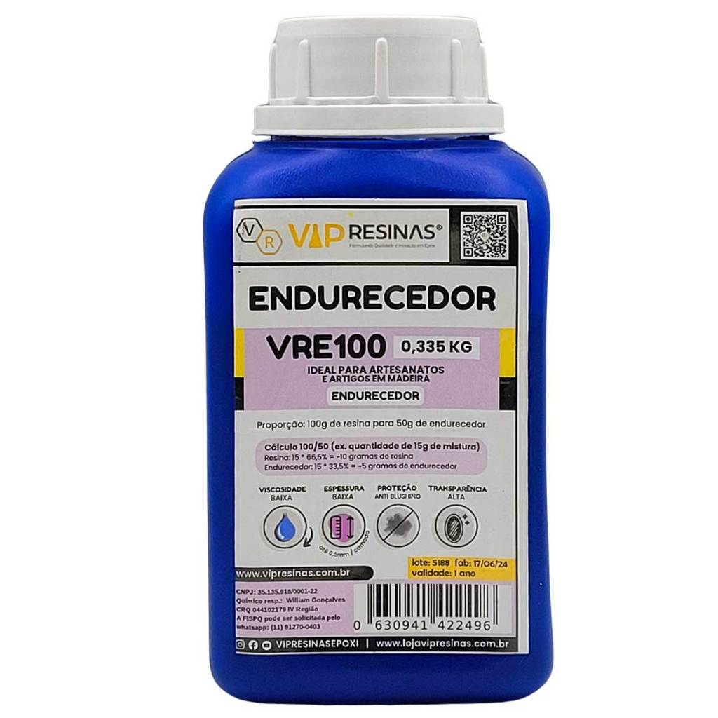 Endurecedor Para Resina Epóxi VRE100 335g Alta Transparência Adesão em Oferta na Shopee