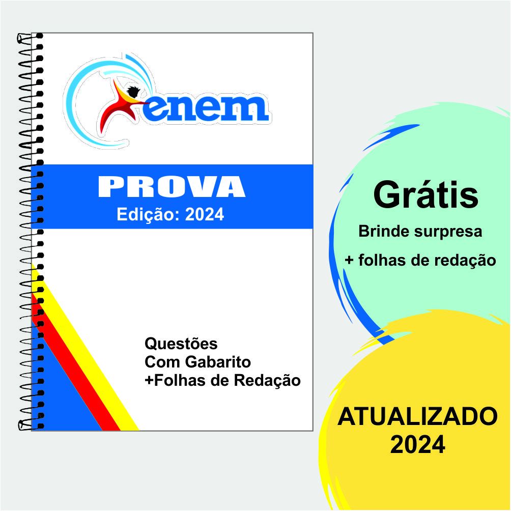 Enem 2024 - Apostila com provas anteriores questões + GABARITOS + FOLHAS DE REDAÇÃO!