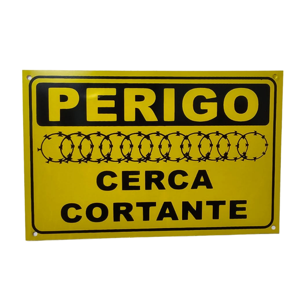 Placa de Aviso: Perigo Cerca Cortante em Oferta na Shopee