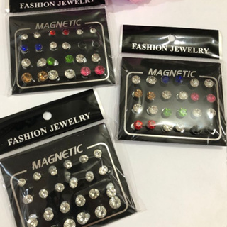 Kit 12 Pares Brincos de Pressão Magnético Zircônia Brilhante Masculino e Feminino/Vários tamanhos 3mm 4mm 5mm 6mm em Oferta na Shopee