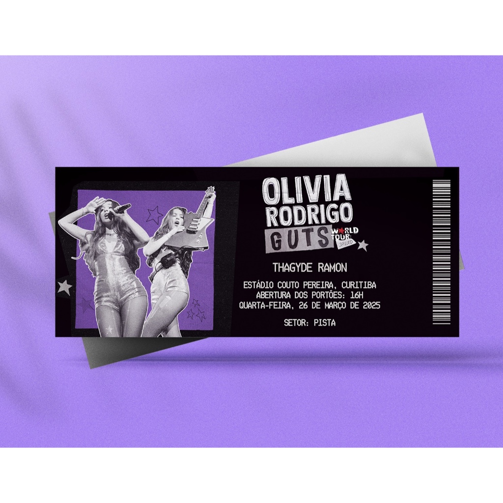 Ingresso Holográfico Olivia Rodrigo - Guts Tour