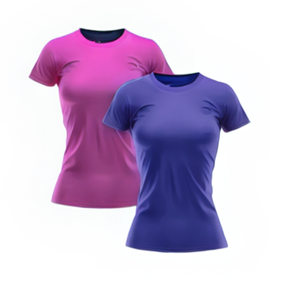 Kit 2 Camisetas Femininas Academia Treino Básicas Lisas Dry Fit 100% Poliéster Proteção UV 50+