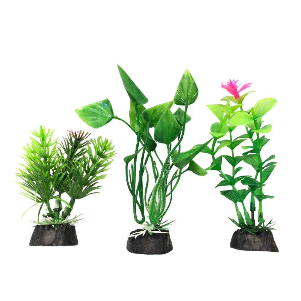 Kit Planta Plástica Aquário 10cm Betta Green - 03un