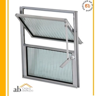 Janela Vitro Alumínio  Natural 30x30 Basculante Vidro Canelado em Oferta na Shopee