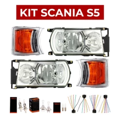 Kit Farol Compatível Scania Serie 5 124 S4 S5 Completo
