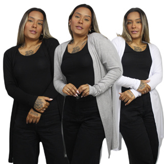 Cardigan Sobre Tudo Kimono Liso Em Viscolycra Casual Feminino em Oferta na Shopee
