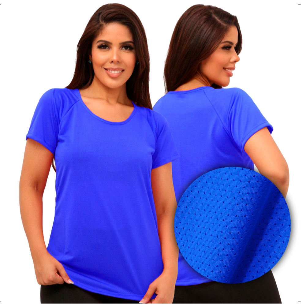 Camiseta Blusa Feminina Dry Fit Furadinha para Academia - Caminhada, Musculação e Treino (Baby Look)