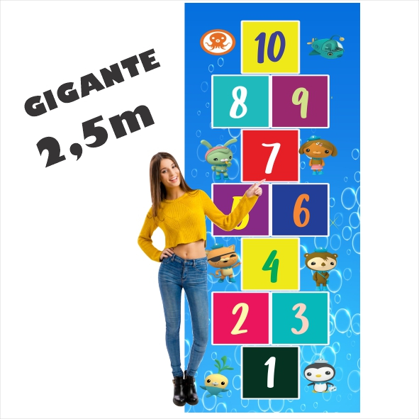 Tapete Jogo da Amarelinha Infantil Em Lona Octonautas, Presente, Menino Menina, Aniversário, Natal, Dia das Crianças