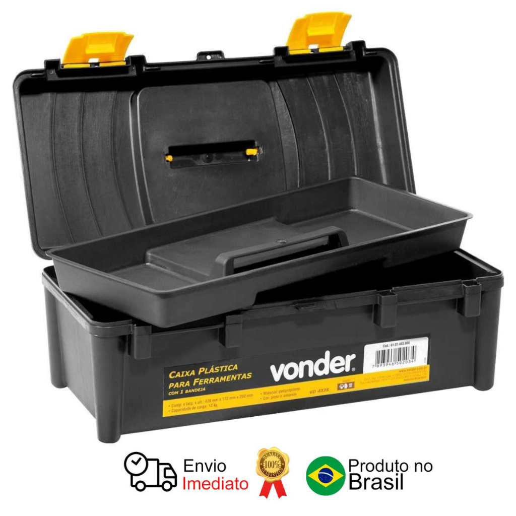 Caixa Plástica Ferramentas Bandeja Vd 4038 Vonder