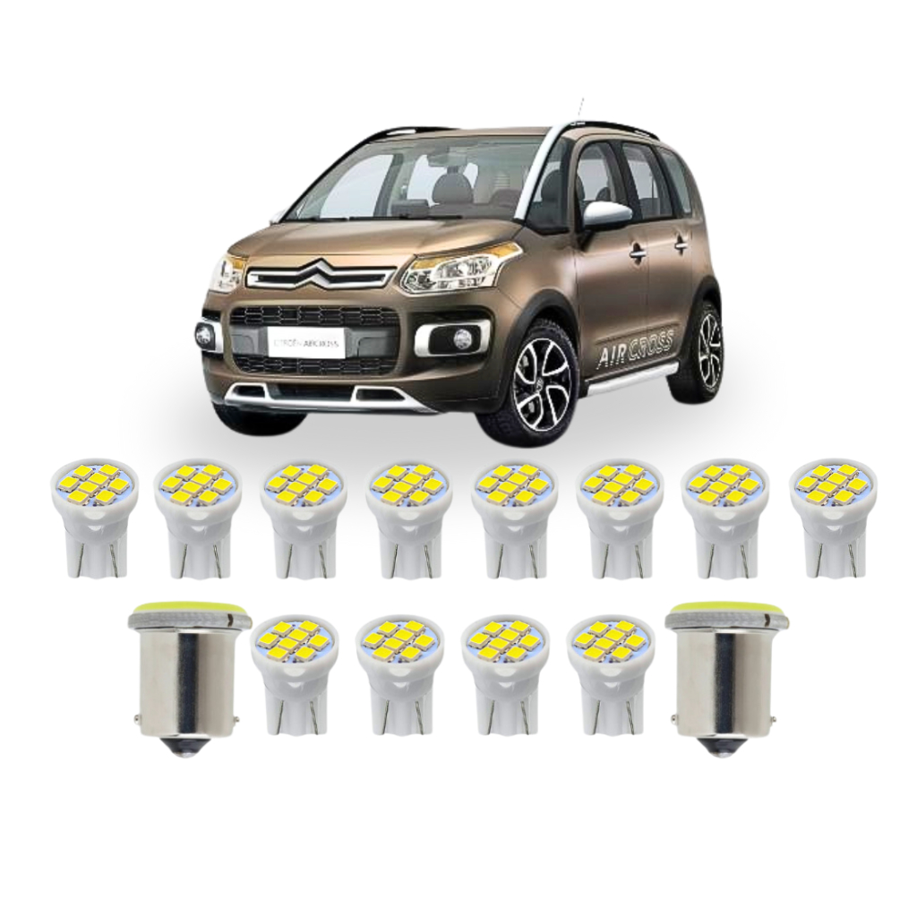 Kit Lâmpada led Citroën  C3 Aircross 2010 a 2022 ( Farolete Teto Placa Ré ) T10 1 polo 1156 pingo pinguinho Meia luz