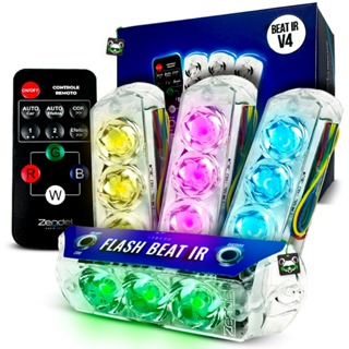 Kit 4 Strobos Flash Beat IR V4 Controle Som Automotivo Rgb Zendel em Oferta na Shopee