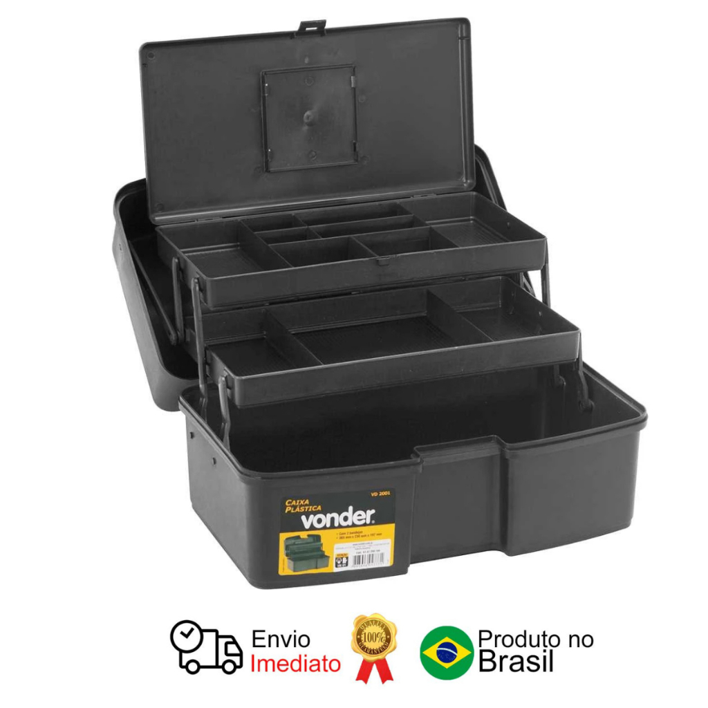 Caixa Ferramentas Plástica 2 Bandejas Vonder em Oferta na Shopee