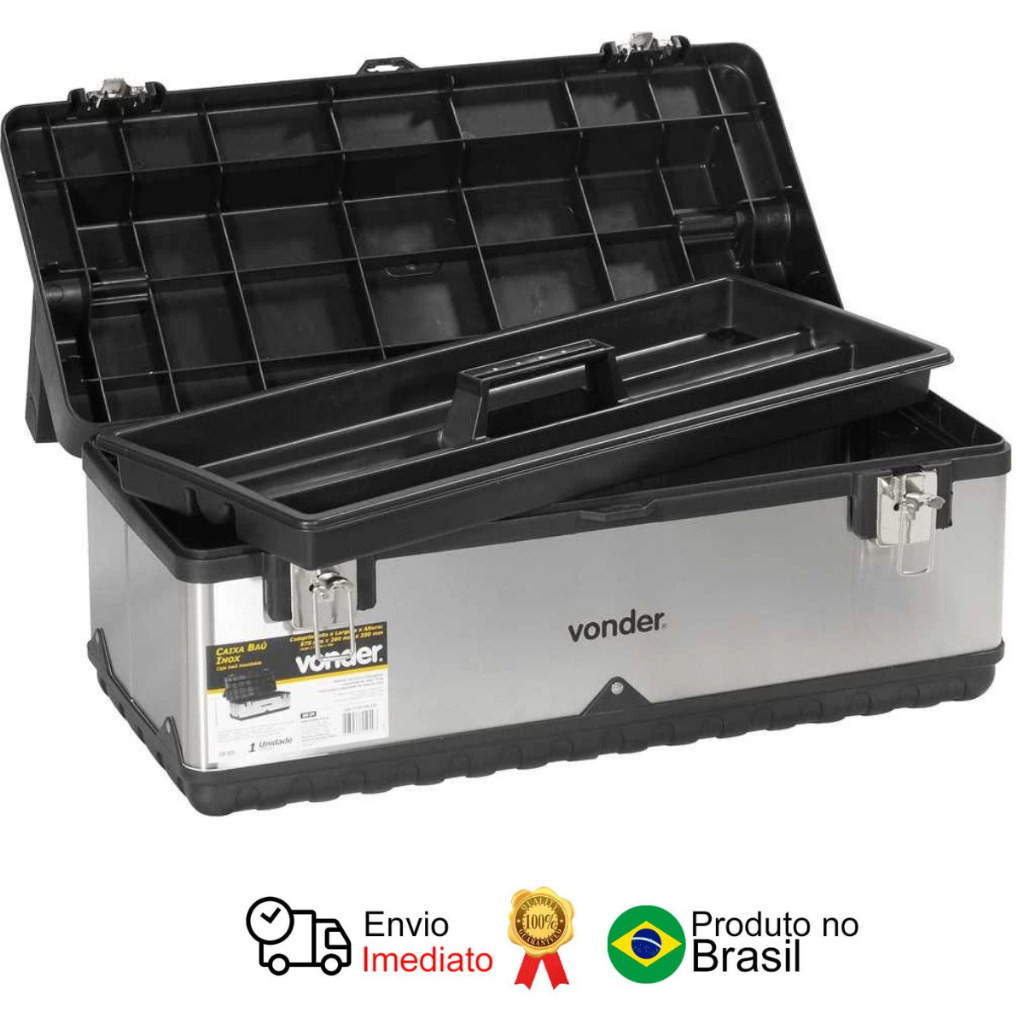Caixa Baú Plástica Inox Vonder em Oferta na Shopee