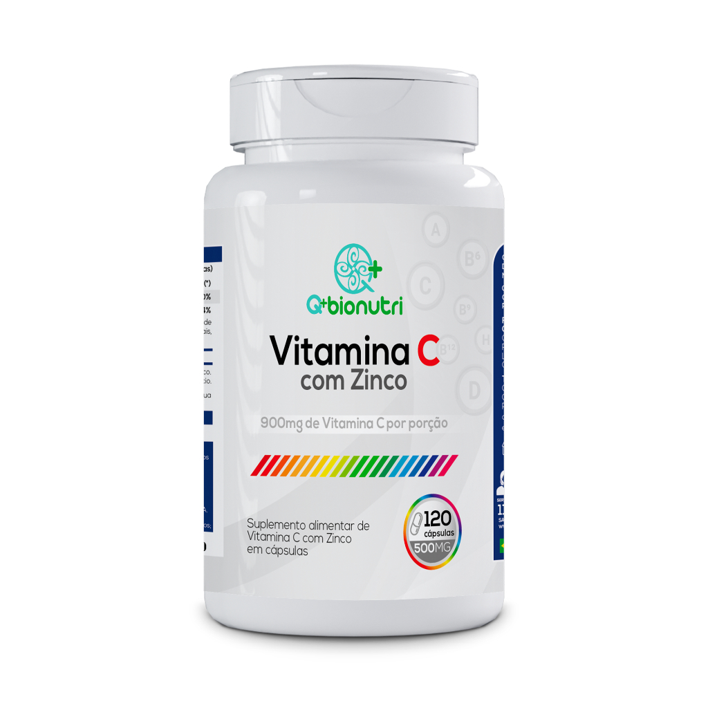 Vitamina C + Zinco 120 Cápsulas 500mg Q+Bionutri
