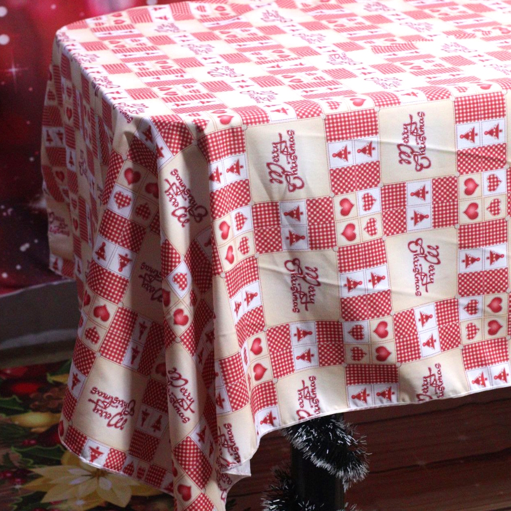 Toalha de Mesa Estampada Natal Retangular Microfibra Tecido Premium 2,80 x 1,45m 8 lugares