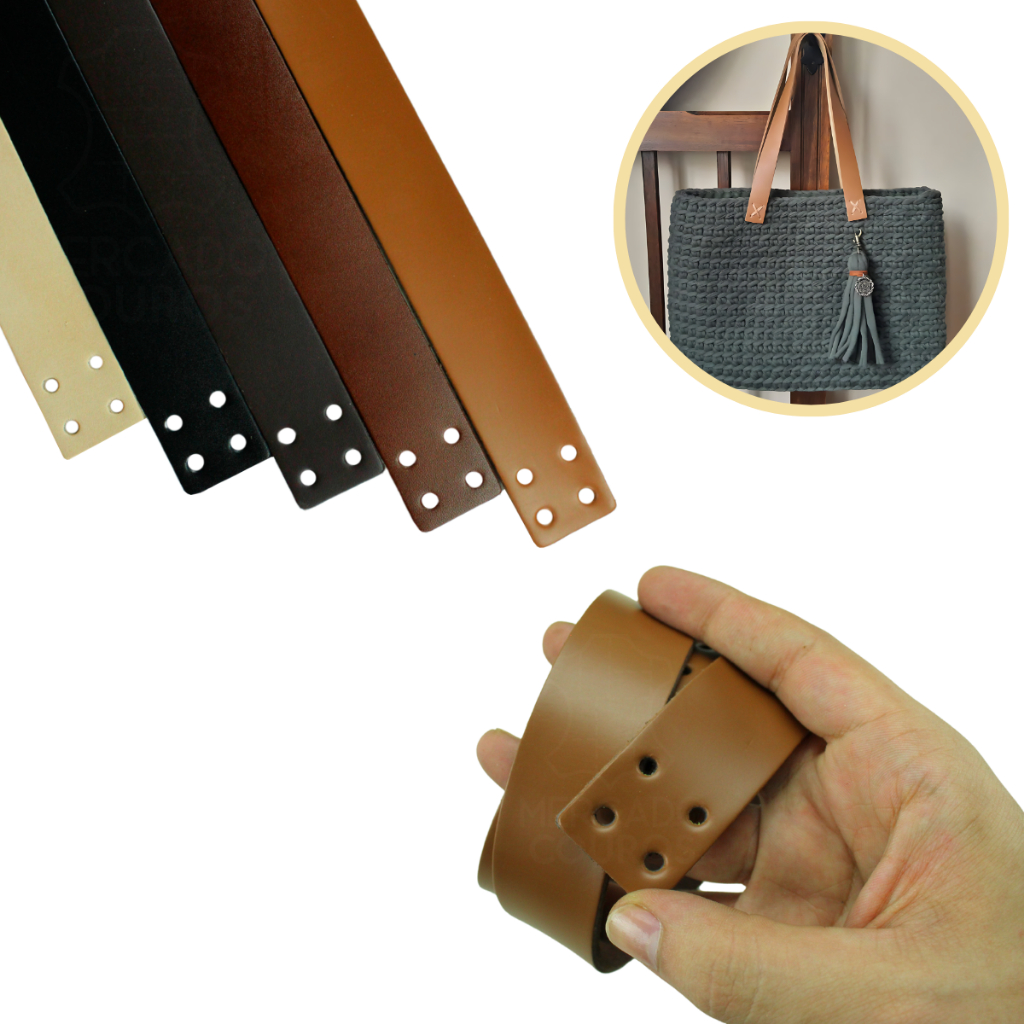 2 Alça De Bolsa Em Couro Legítimo Crochê Artesanato 70x3cm em Oferta na Shopee
