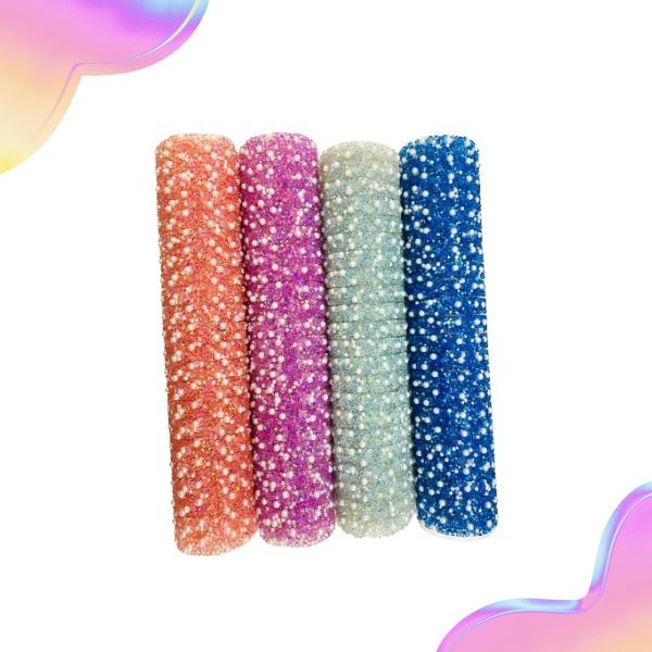 Manta Strass com Pérola Termocolante 20X40 22 Tiras de 1cm Customização de Chinelos, Tiaras e Laços