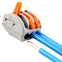10X Conector Alavanca Emenda de Fios 3 Vias Borne Derivação PCT213 (Kit C/ 10pçs)