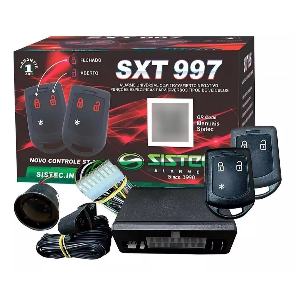 Alarme Automotivo Sistec SXT 997 2 Controles Pulso Negativo Trava