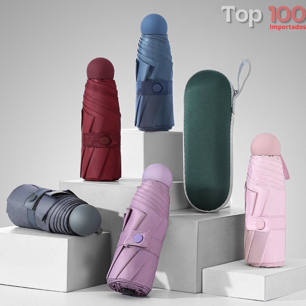 Guarda-chuva Mini Cápsula Portátil Ultraleve Proteção UV Blackout / SZJ-041 em Oferta na Shopee