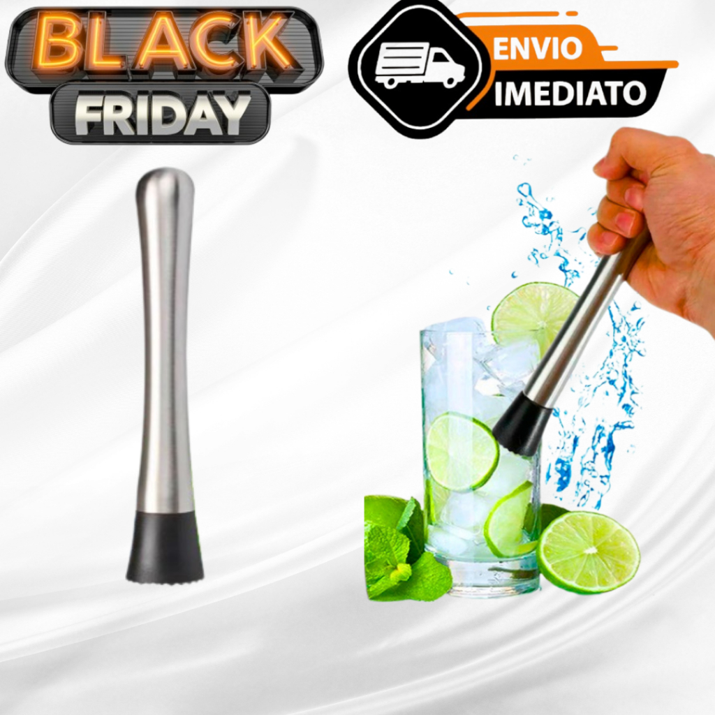 Socador Macerador De Caipirinha Inox Amassador De Frutas Batida Coquetel