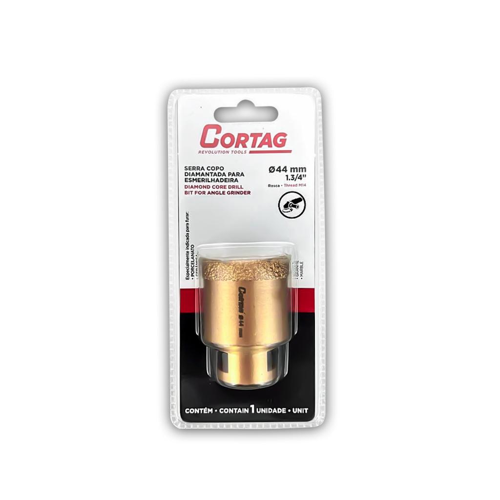 Serra Copo Diamantada Cortag para Esmerilhadeira Perfurar Cerâmica Granito Mármore Porcelanato
