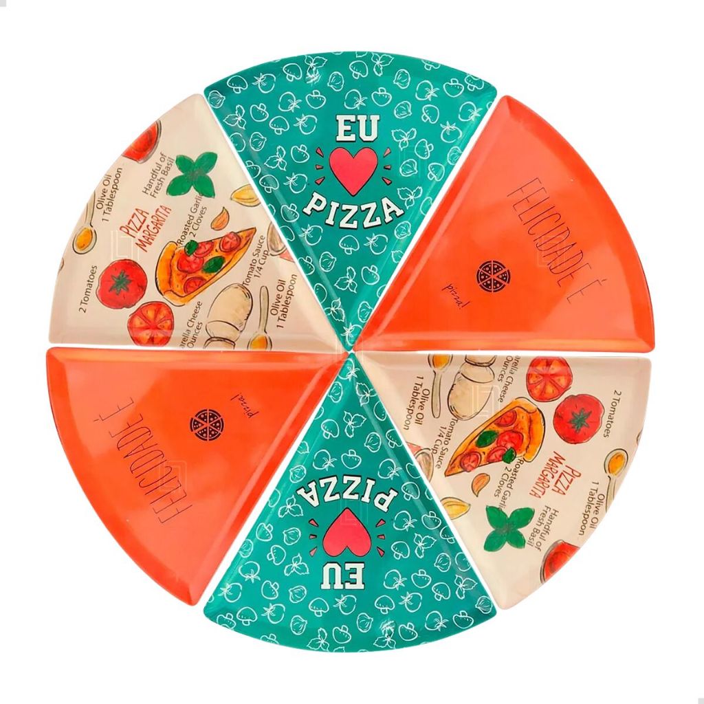 Kit com 6 Pratos Para Fatia de Pizza Triangular Plástico Forma De Fatia Diversas Estampas Divertidas em Oferta na Shopee