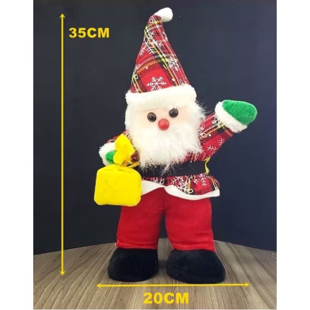 PAPAI NOEL MUSICAL 35CM BONECO NATAL BONECO COM MUSICA E BATERIA INCLUSA