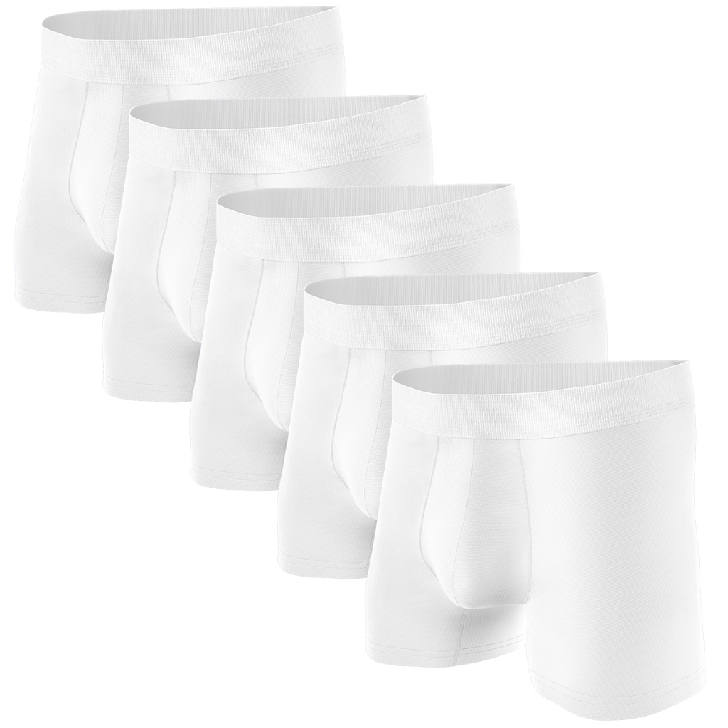 Kit 5 Cuecas Boxer Toda Branca Masculina Confortável Estilosa