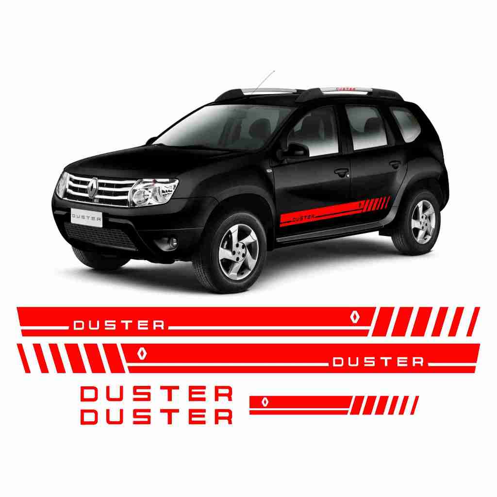 Kit 5 Adesivos Duster Renault Lateral Traseira E Rack Bagageiro Personalizado Sport Acessório Tuning RN34