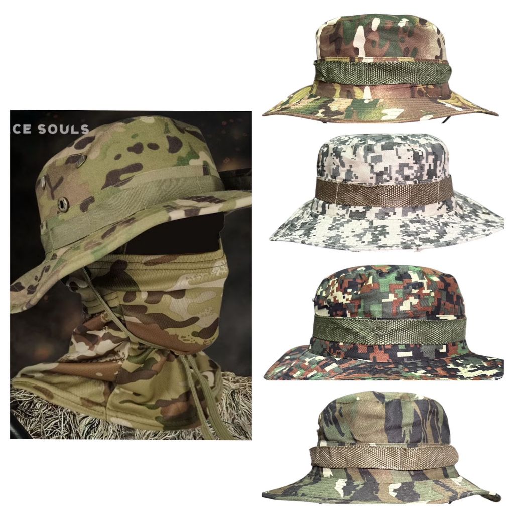Chapéu De Sol Camuflado Boonie Hat Exército Proteção Uv Unissex Chapéu Australiano Pesca Camping em Oferta na Shopee