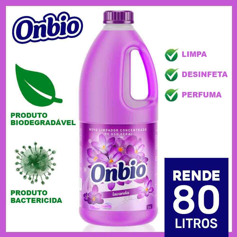 Limpa Tudo Concentrado Biodegradável E Bactericida De Uso Geral Onbio Lavanda Rende 80 Litros