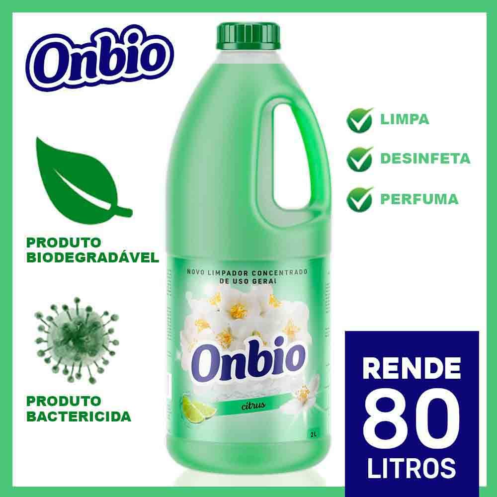 Limpa Tudo Concentrado Biodegradável E Bactericida De Uso Geral Onbio Citrus Rende 80 Litros