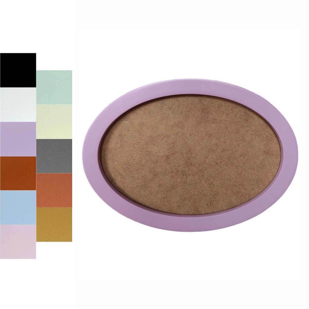 Moldura Oval Colorida em MDF Laqueado para Quadros Decorativos com Fundo MDF em Oferta na Shopee