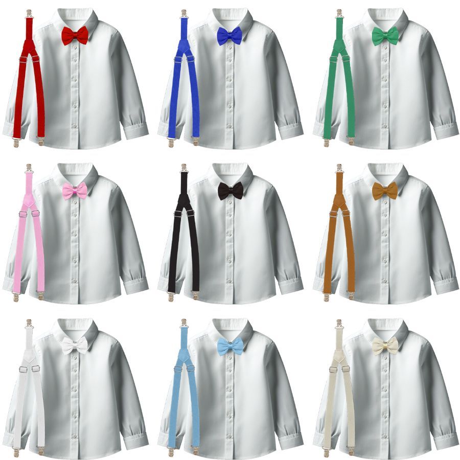 Camisa Branca Manga Longa Suspensório Gravata Batizado Casamento Formatura Gravata e Suspensórios