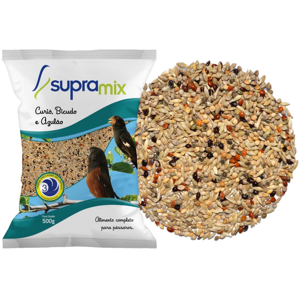 Mistura para Curió, Bicudo e Azulão 500g (10 unidades) - Fardo com 5kg - Top de Linha Supramix.