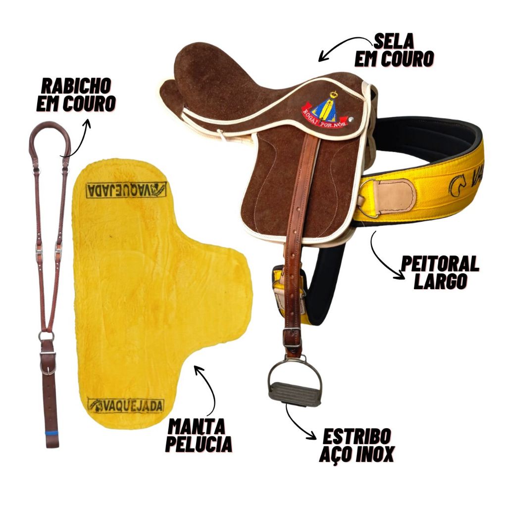 Sela De Cavalo Cavalgada Selote Em Couro Legitimo Cor Marrom