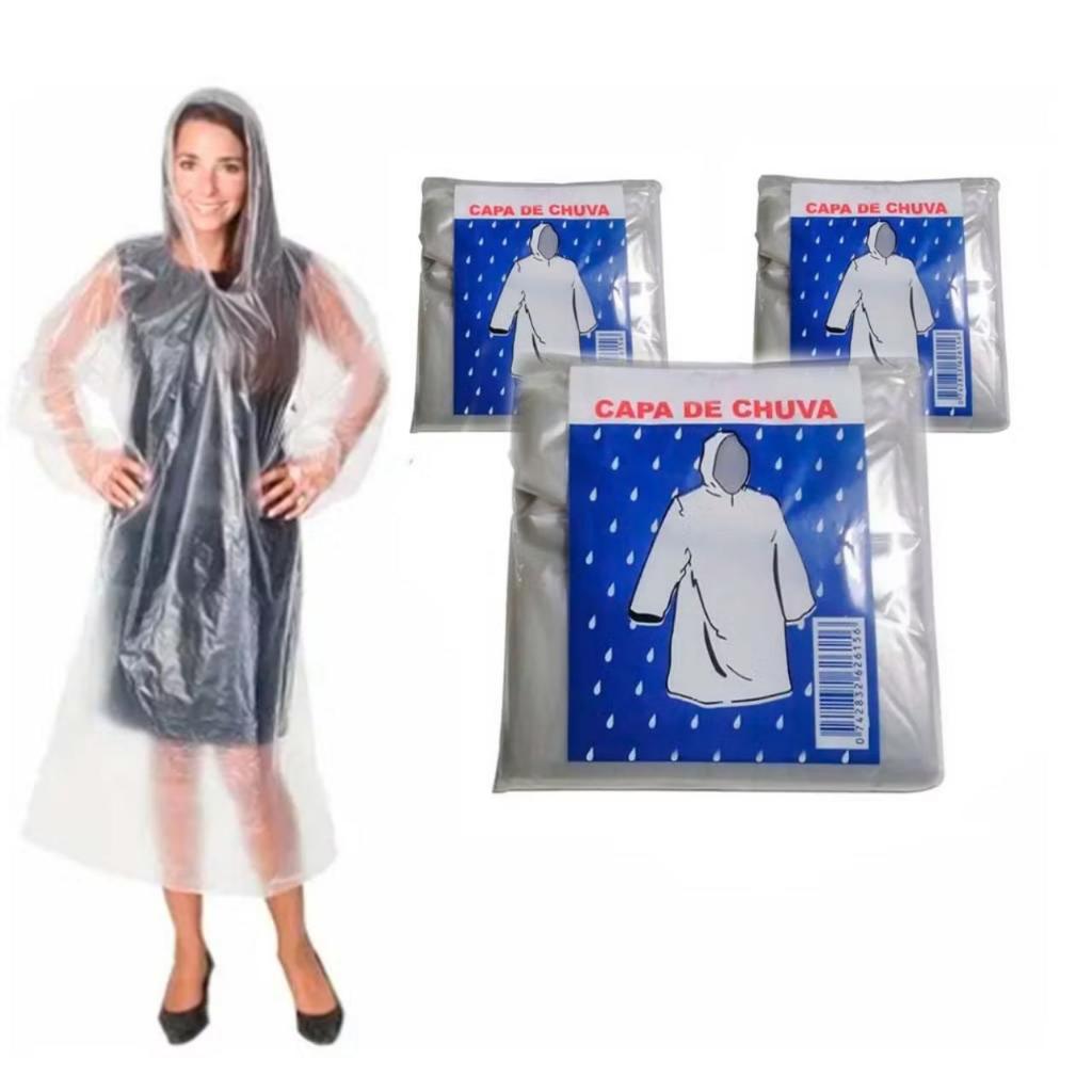 Kit 10 Capas de Chuva Transparente Descartável Unissex