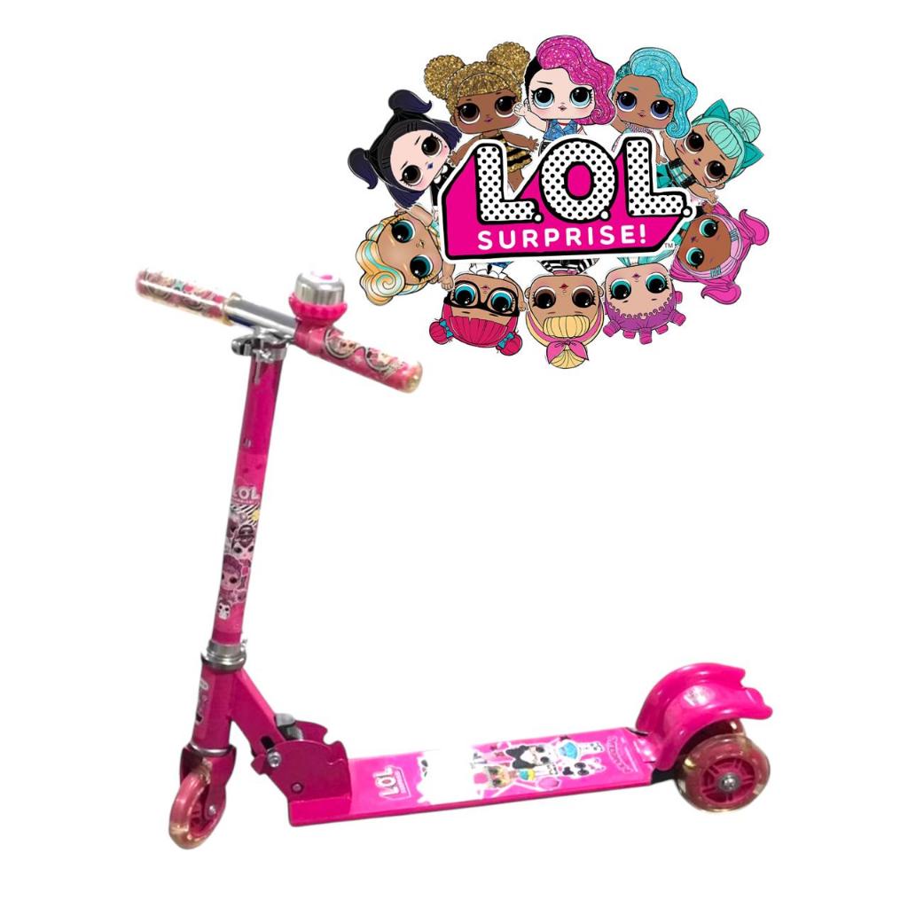 Patinete Infantil Metal LOL Surprise 3 Rodas com Leds Buzina