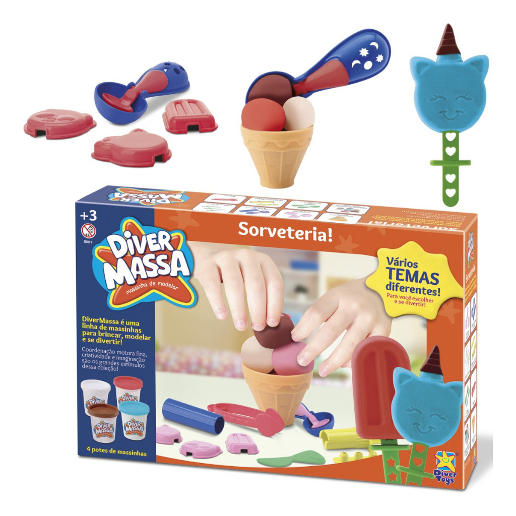 Diver Massa Kit Sorveteria 8061 Divertoys Diversão Lembrança Dia Das Crianças Presente Barato