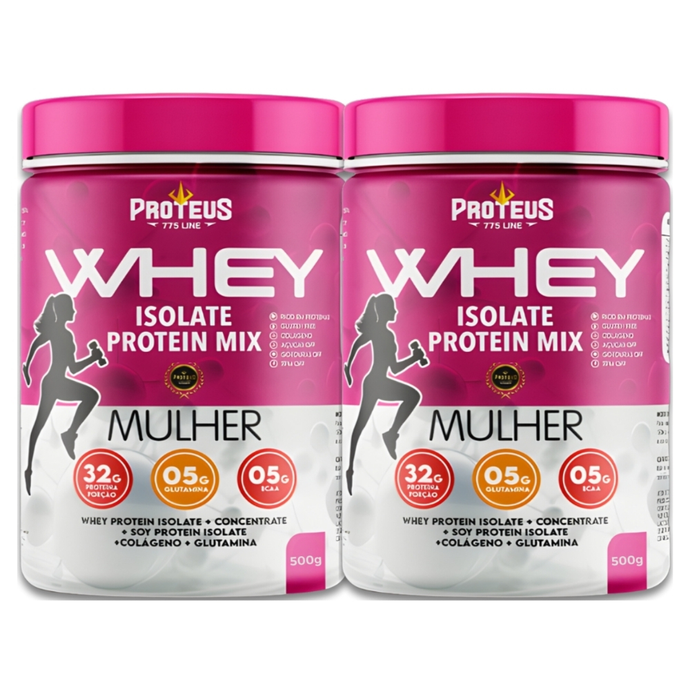 Kit Whey Mulher Isolado pote 1Kg com  32g proteina