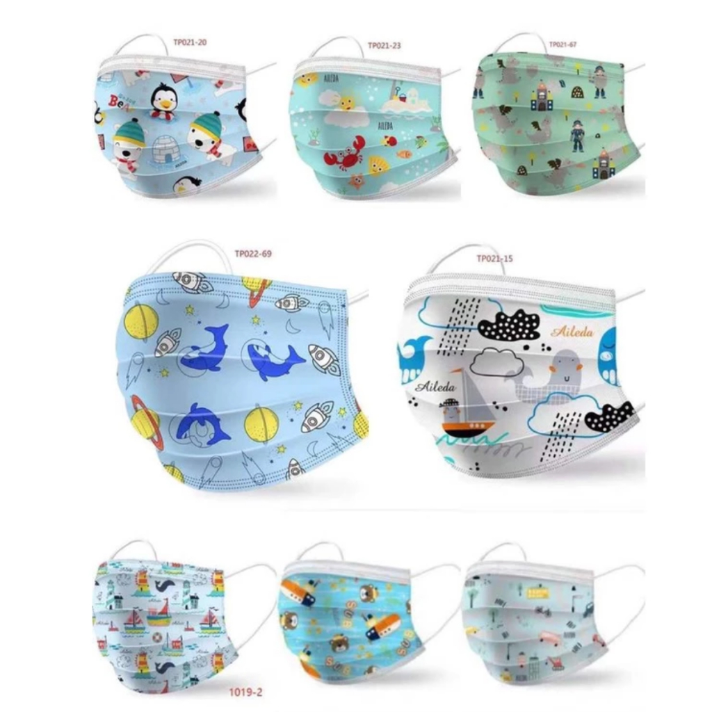 KIT Máscaras Faciais Infantis Estampas Unissex Menino Menina Proteção Respirável