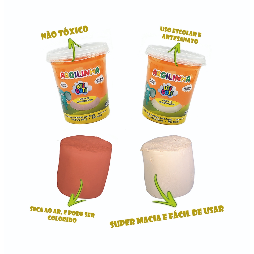 Massa De Modelar Argila Artesanato Escultura Escolar 500g em Oferta na Shopee