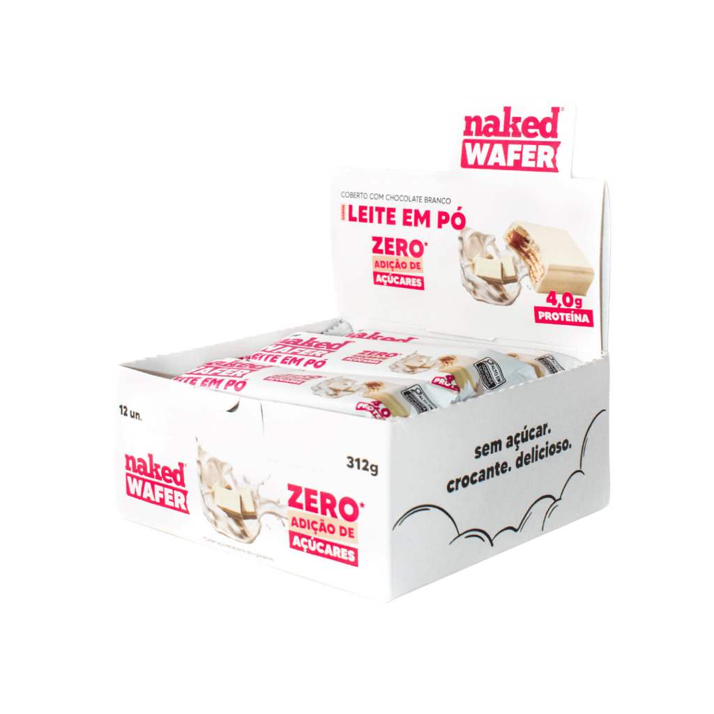 Naked Wafer Chocolate Branco - Display com 12 unid - Food & Beverages