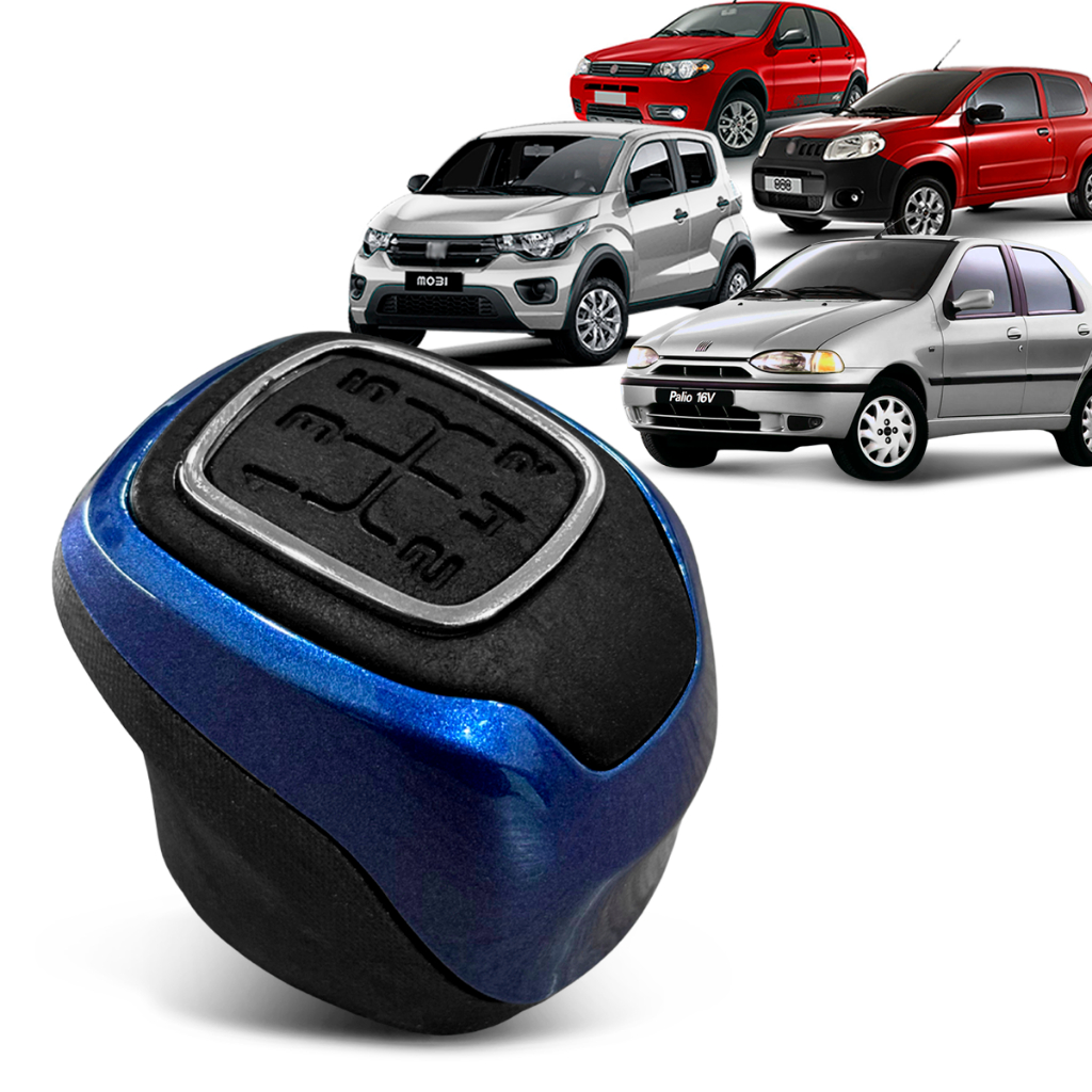 Bola Manopla de Câmbio Marcha Uno Palio Strada Siena Mobi Azul Reposição 2007 2008 2009 2010/...