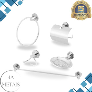 Kit Banheiro Lavatório 05 Peças Stander Aço Inox e Alumínio em Oferta na Shopee